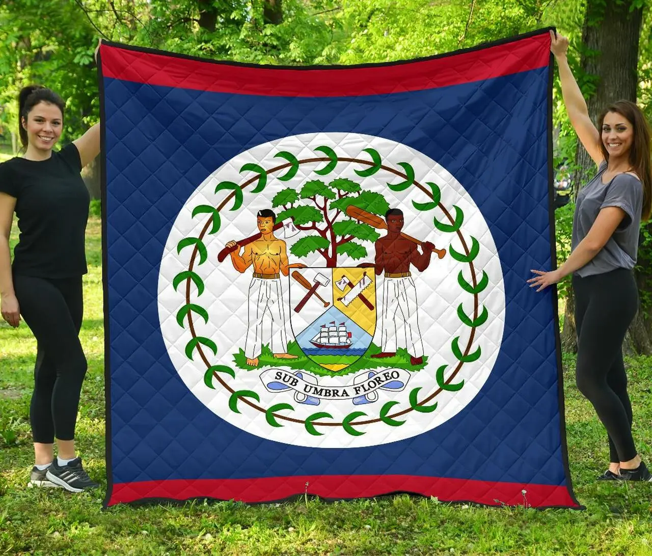 Belize Flag Premium Quilt A6 Quilt and Home Decor
