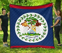Belize Flag Premium Quilt A6  Quilt and Home Decor