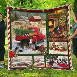Bernese Mountain Red Truck Christmas Premium Quilt Home Decor  Quilt and Home Decor