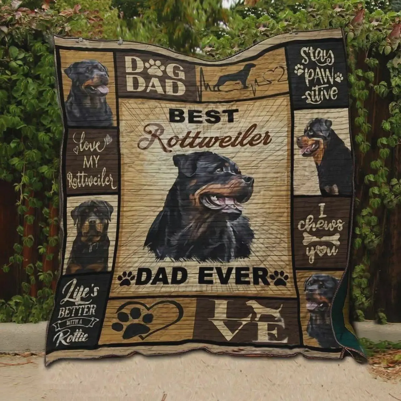 Best Rottweiler Dad Ever Quilt Blanket Great Customized Blanket Gifts For Birthday Christmas Thanksgiving and Home Decor
