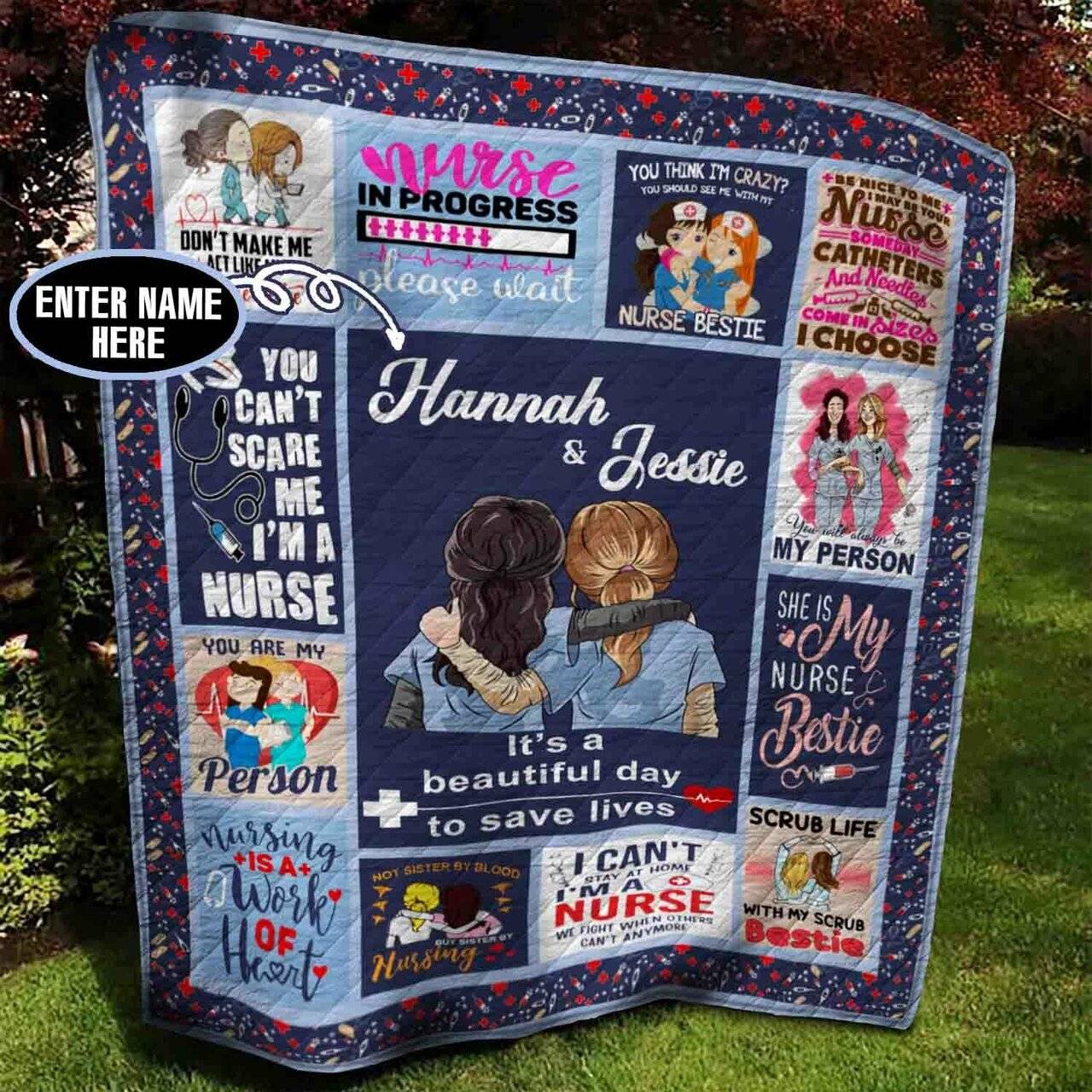 Bestie Nurse Personalized Quilt Blanket Bbb010604Nb and Home Decor