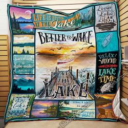 Better To Wake At The Lake Quilt Blanket and Home Decor