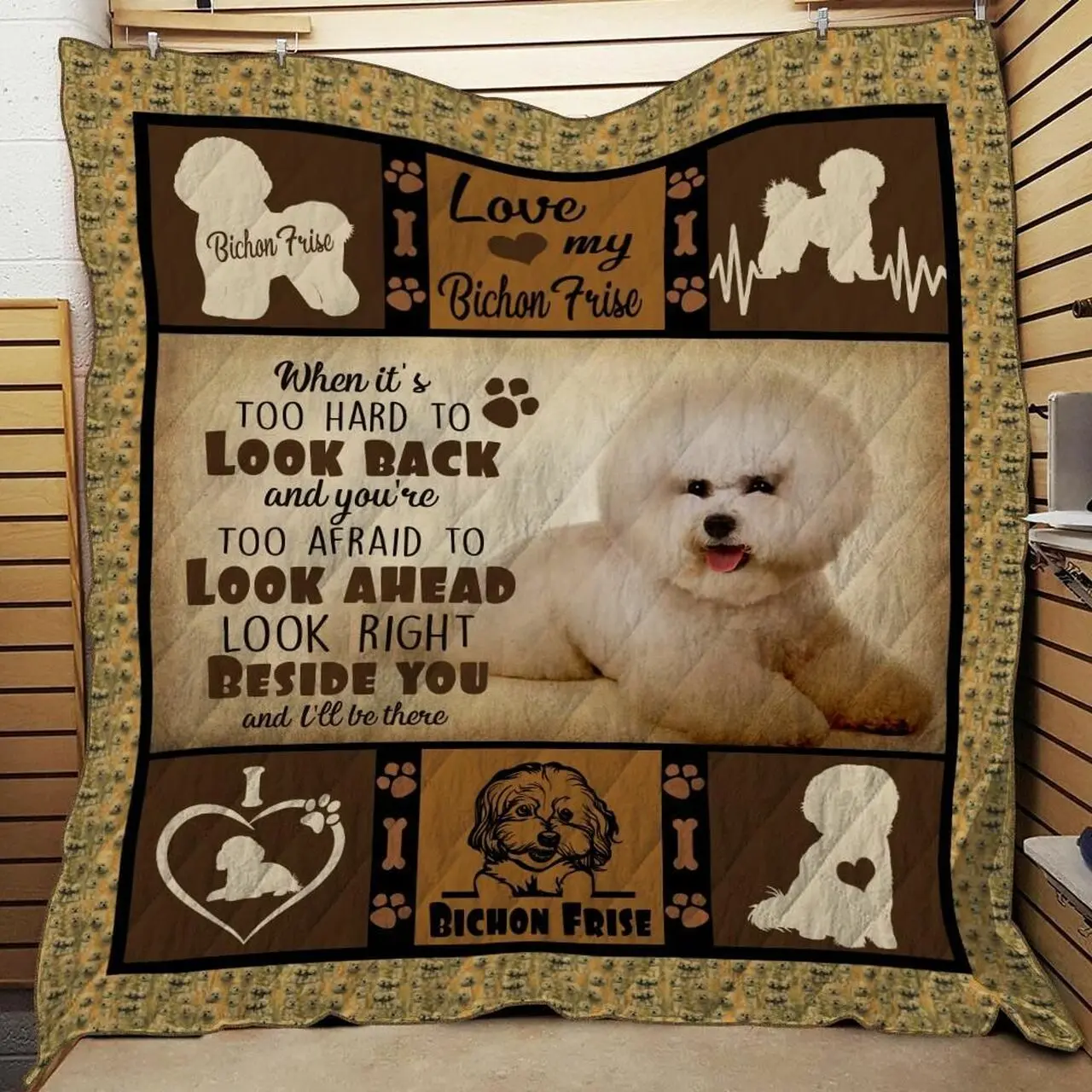 Bichon Frise Love Jfj Quilt Ge and Home Decor