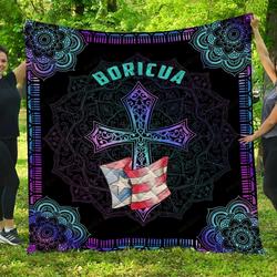 BIE20081301-BIQ20081301 Boricua Puerto Rico Cross Quilt Bed Set & Quilt Blanket and Home Decor