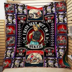 Biker Girl Quilt Blanket and Home Decor