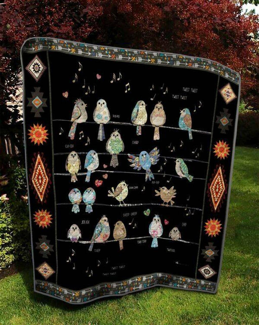 Bird On Wire Quilt Blanket Quilt and Home Decor