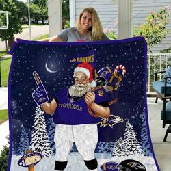 Bl Br Santa Quilt Blanket and Home Decor