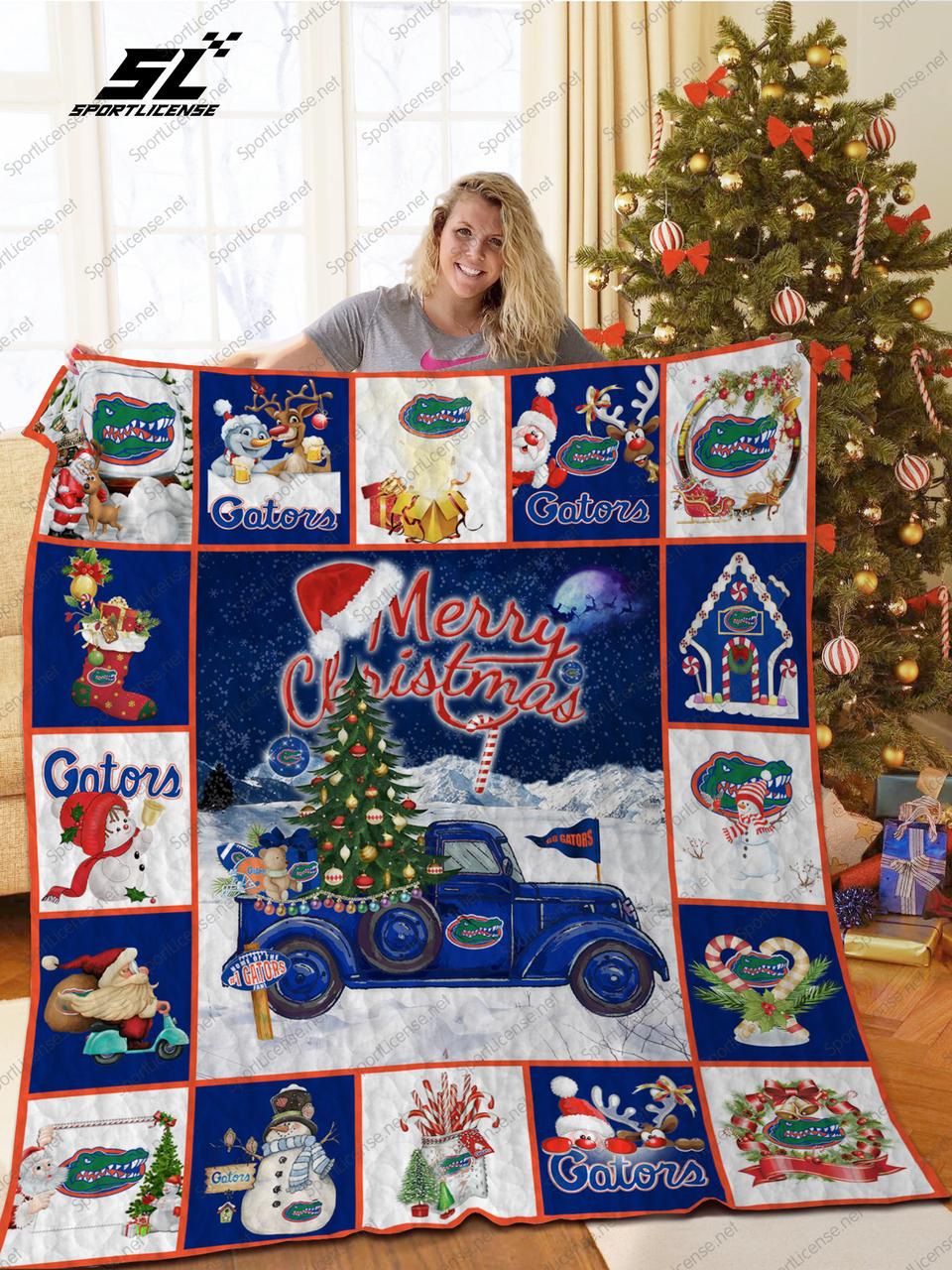 Bl Fg Christmas Truck Quilt Blanket and Home Decor
