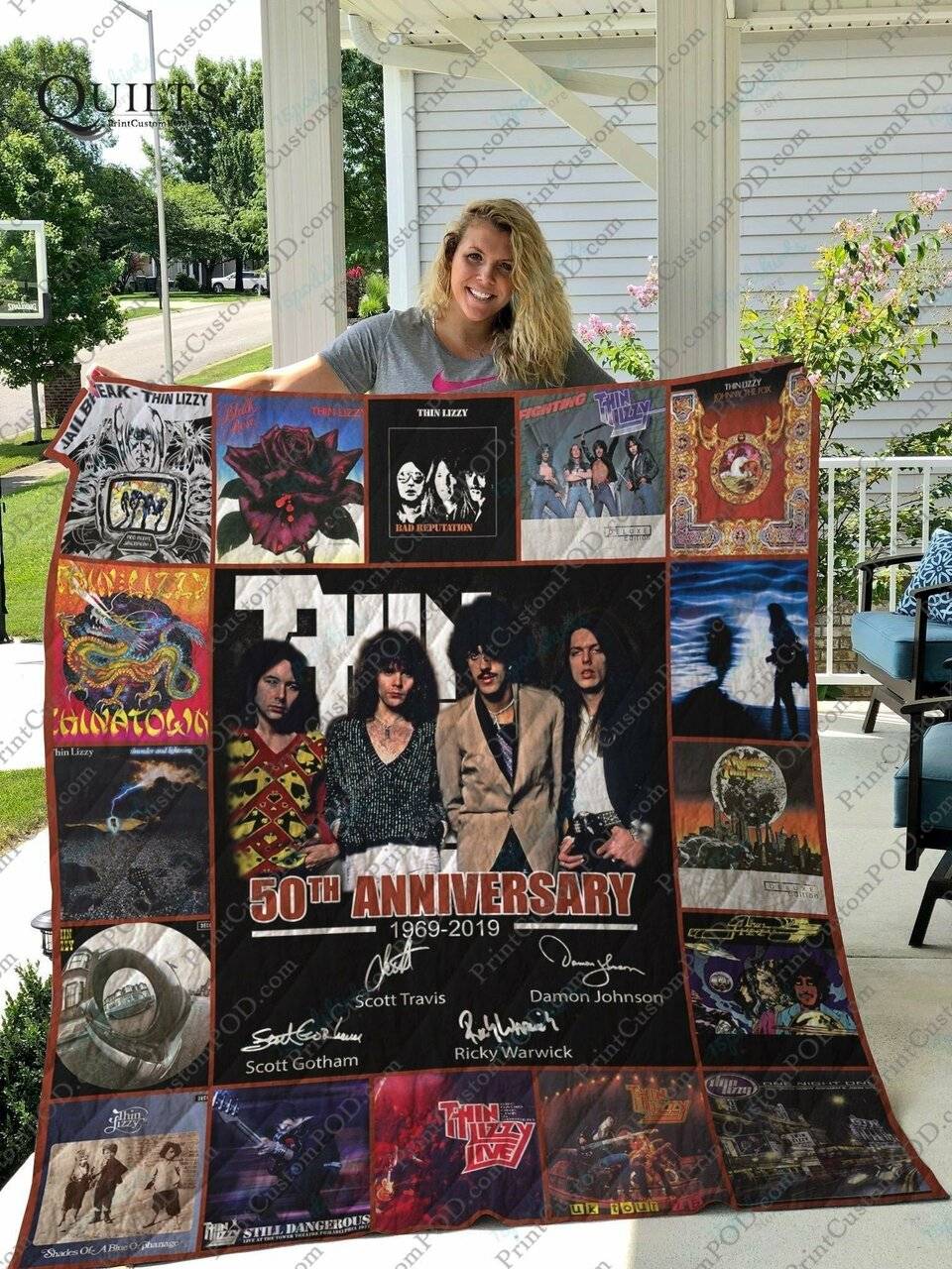 Bl Thin Lizzy Quilt Blanket and Home Decor