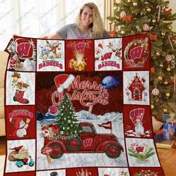 Bl Wb Christmas Truck Quilt Blanket and Home Decor
