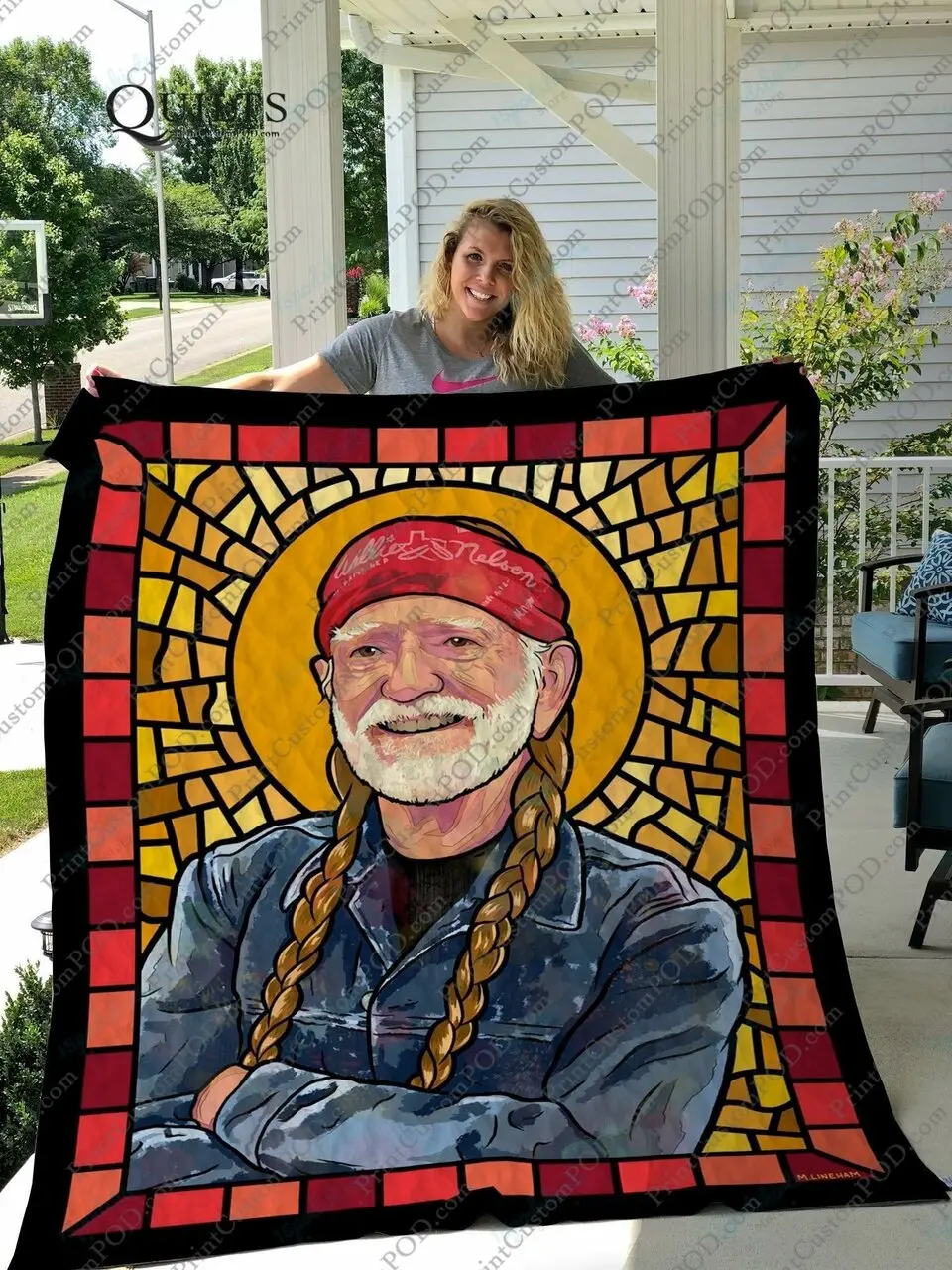 Bl Willie Nelson Saint Quilt Blanket and Home Decor