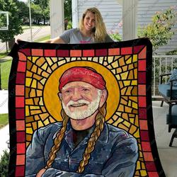 Bl Willie Nelson Saint Quilt Blanket and Home Decor