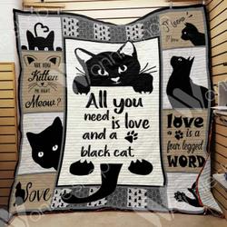 Black Cat Cl15100025Mdq Quilt Blanket and Home Decor