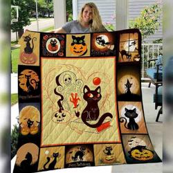 Black Cat Halloween Quilt Blanket ABC07112713 and Home Decor