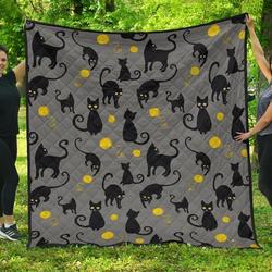 Black Cat Knit Cl12100085Mdq Quilt Blanket and Home Decor