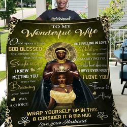 Black Couple To Wife Once Upon A Time God Blessed Quilt and Home Decor