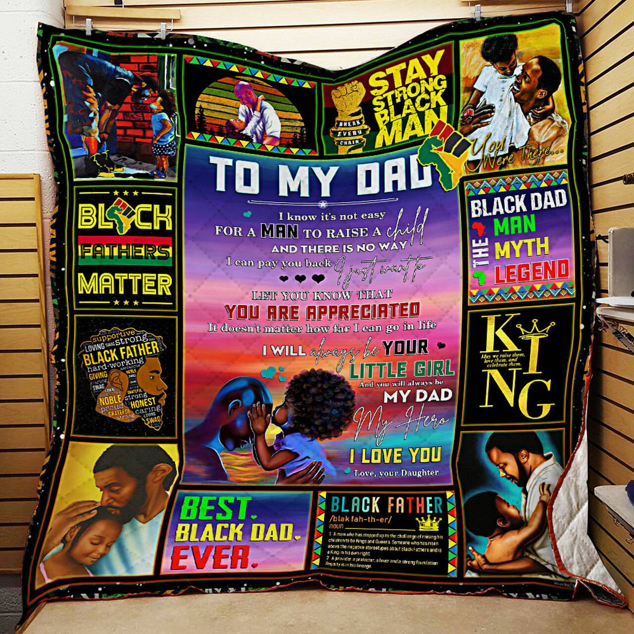Black Father Quilt Blanket and Home Decor