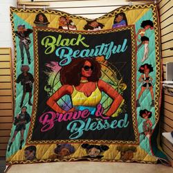 Black Girl Beautiful Brave And Blessed Quilt Quilt Blanket Dhc150120812Td and Home Decor