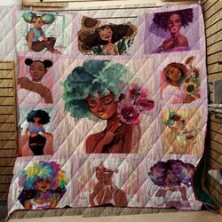 Black Girl Beautiful With Flower Quilt Blanket Dhc150120546Td and Home Decor