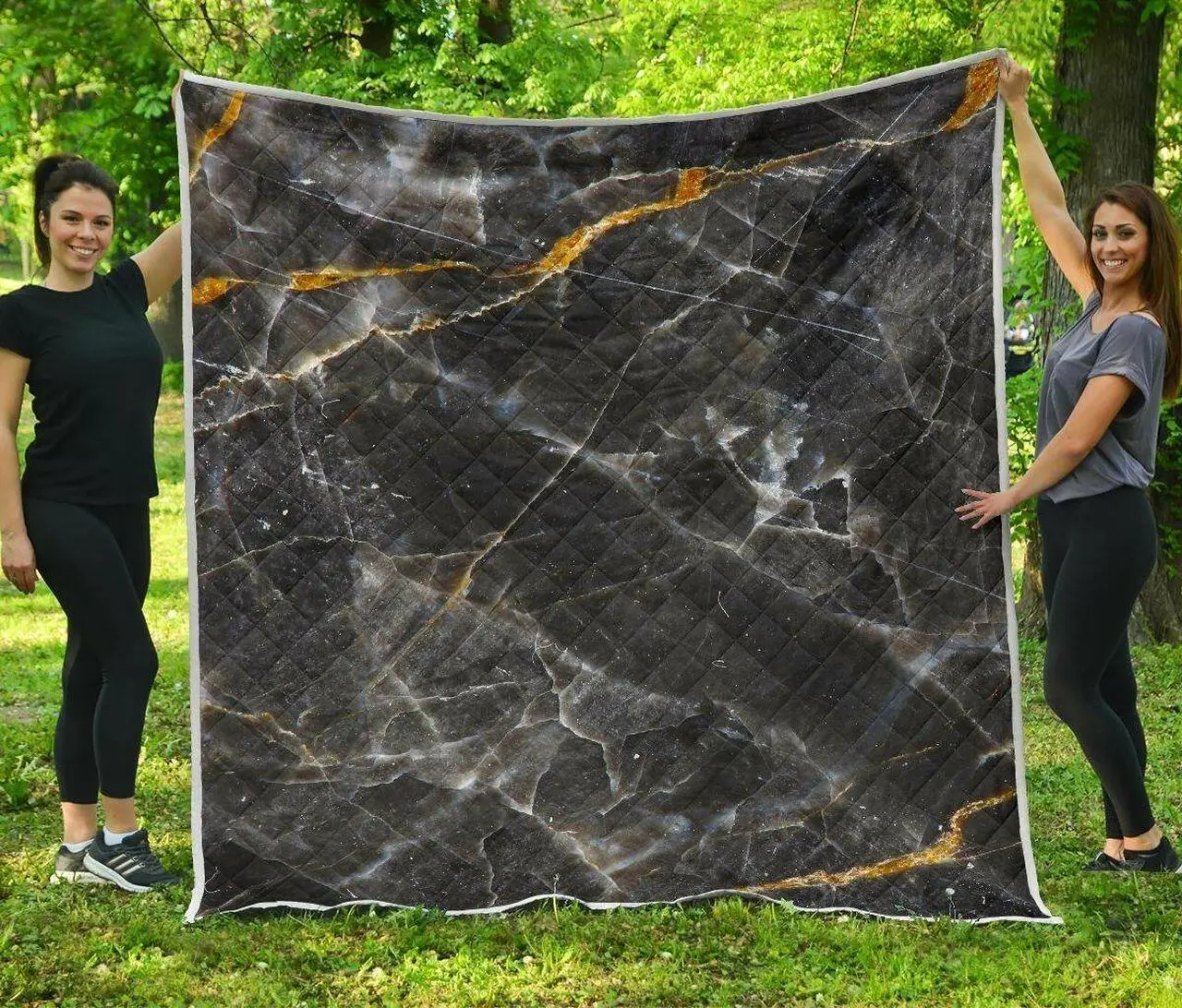 Black Grey Marble Cl17100067Mdq Quilt Blanket and Home Decor
