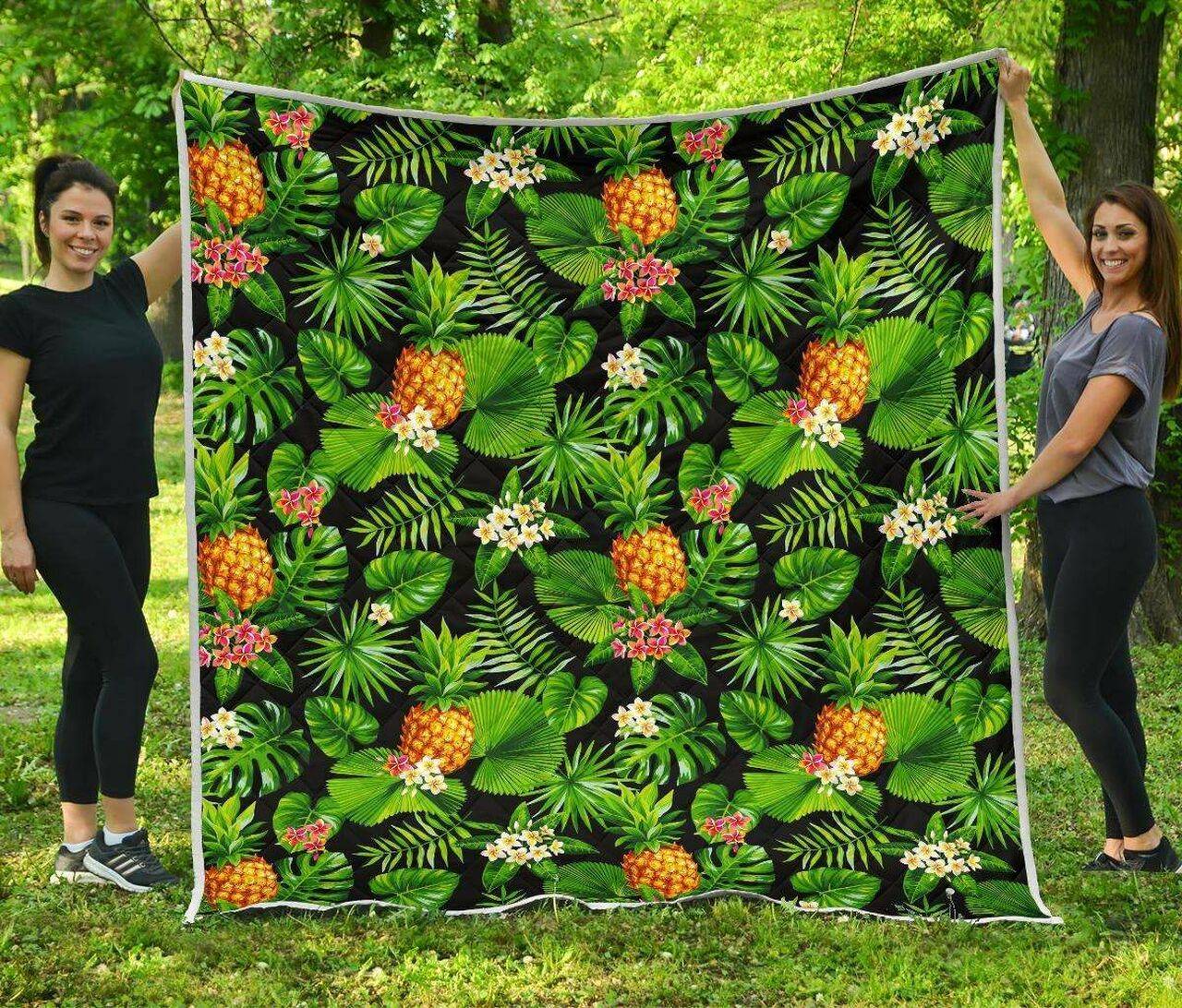 Black Hawaiian Pineapple Cl17100068Mdq Quilt Blanket and Home Decor