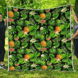 Black Hawaiian Pineapple Cl17100068Mdq Quilt Blanket and Home Decor