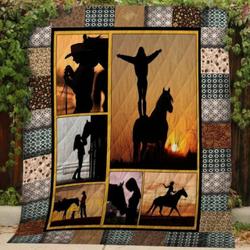 Black Horse Quilt Blanket Ver 2 and Home Decor