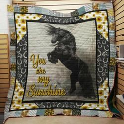 Black Horse You Are My Sunshine Quilt Blanket Great Customized Blanket Gifts For Birthday Christmas Thanksgiving and Home Decor