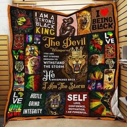 Black King Lion Cl18100086Mdq Quilt Blanket and Home Decor
