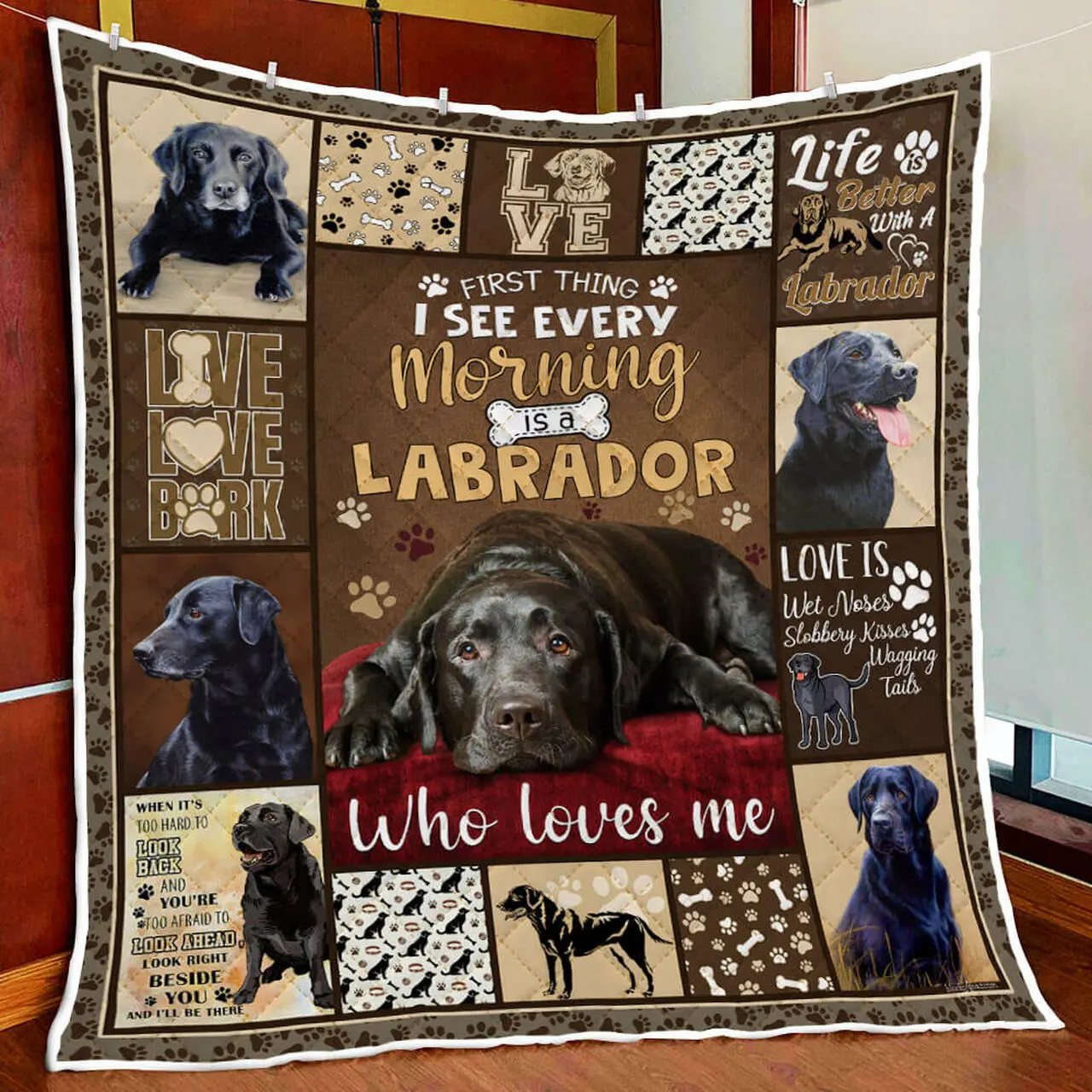 Black Labrador Retriever Quilt Blanket and Home Decor