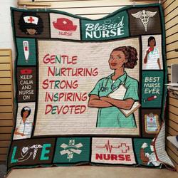 Black Nurse Gentle Nurturing Strong Inspiring Devoted Quilt Blanket Great Customized Blanket Gifts For Birthday Christmas Thanksgiving and Home Decor