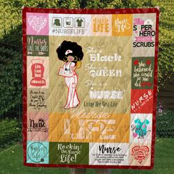 Black Nurse Living Her Best Life Quilt and Home Decor