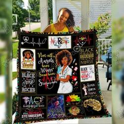 Black Nurse Not All Angels Have Wings Quilt  Maria and Home Decor
