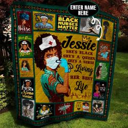 Black Nurse Personalized Quilt Blanket Bbb290561Nb and Home Decor