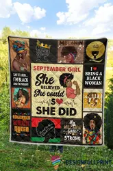 Black Pride September Girl Melanin Quilt Black And Proud 365 and Home Decor