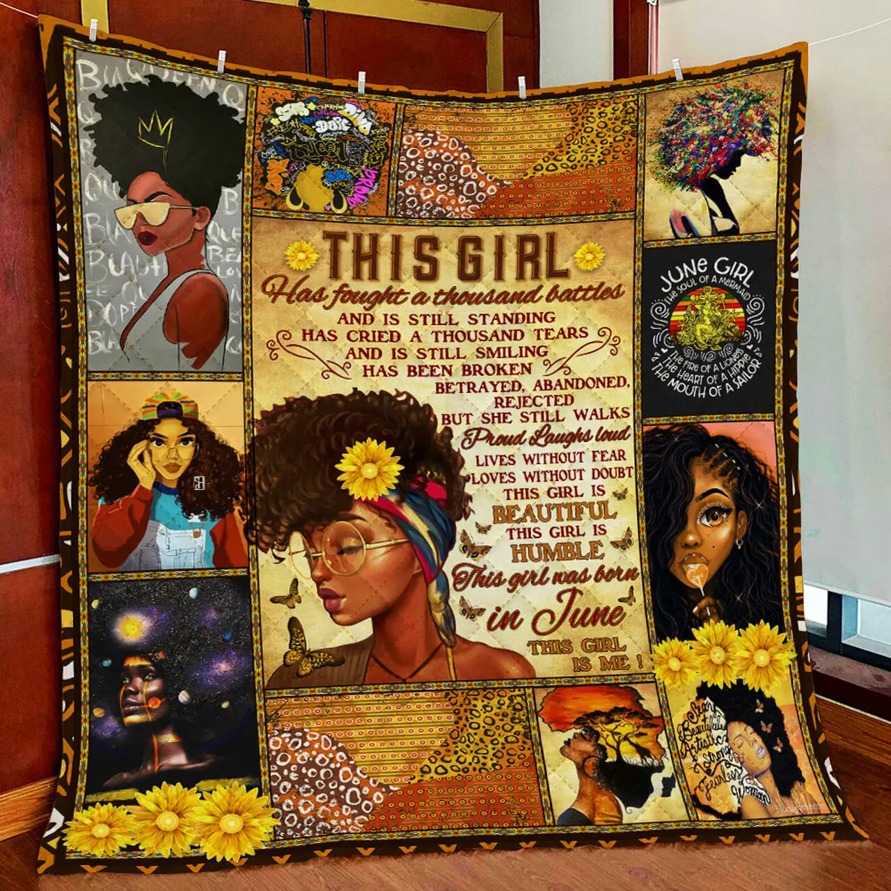 Black Queens Are Born In June Quilt Blanket and Home Decor