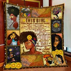Black Queens Are Born In June Quilt Blanket and Home Decor