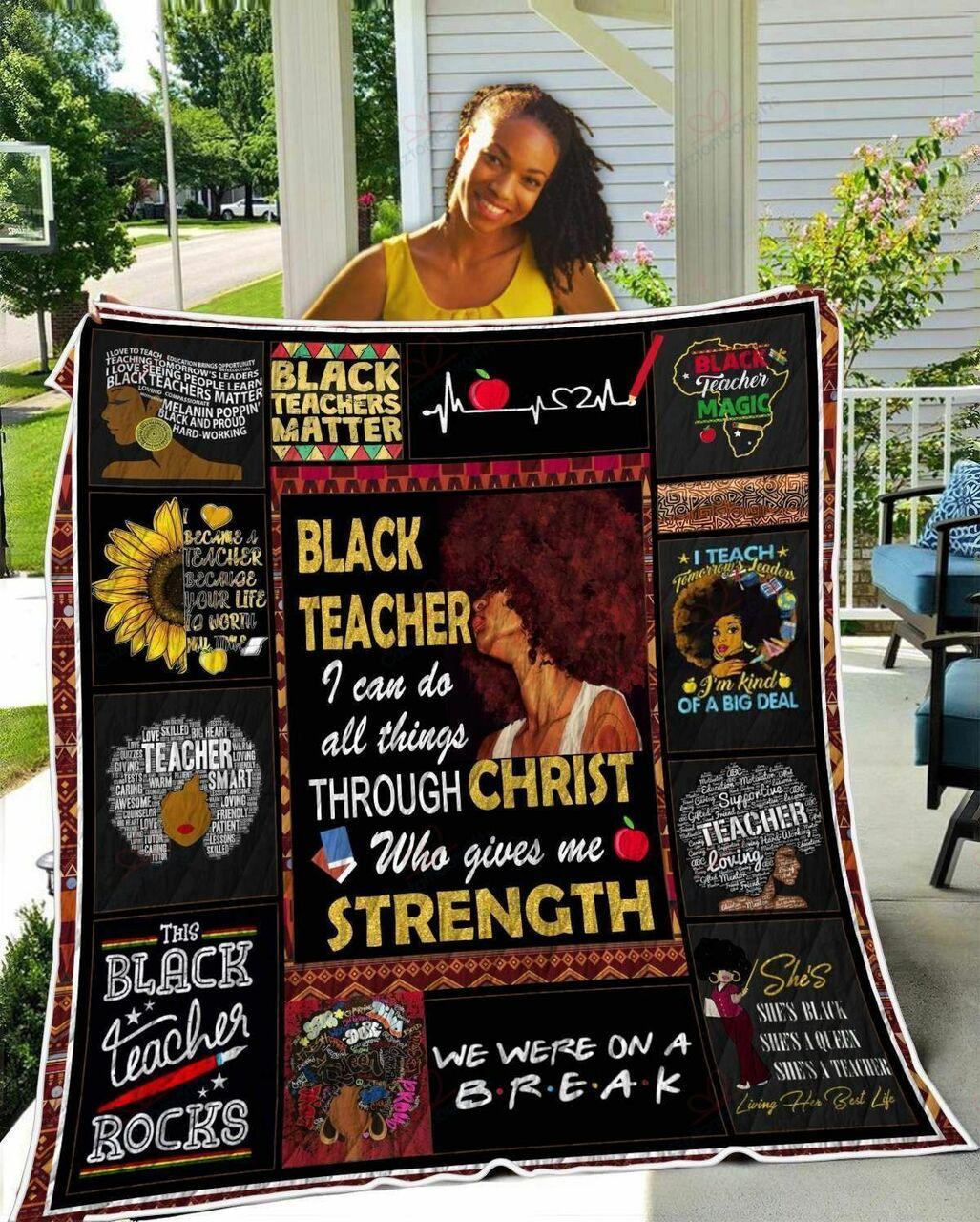 Black Teacher Strength TH2309151CL Quilt Blanket and Home Decor