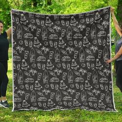 Black White Surfing Cl17100088Mdq Quilt Blanket and Home Decor