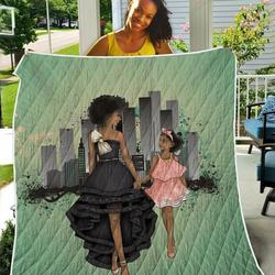 Black Woman And Daughter Go To The Party TH2309153CL Quilt Blanket and Home Decor