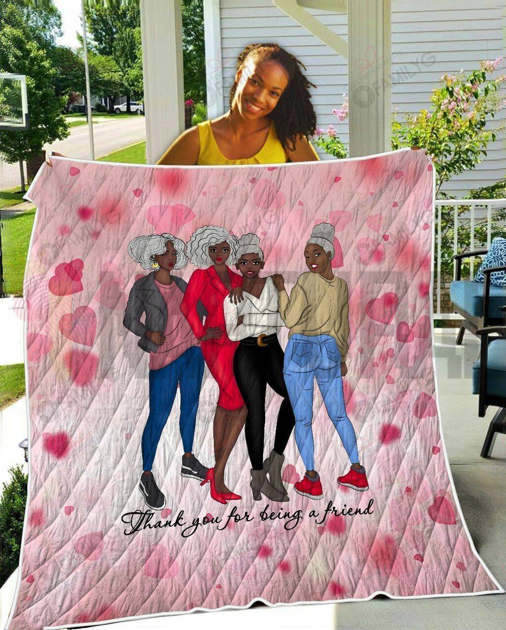 Black Women African Art Older Friend Together Forever TH2309155CL Quilt Blanket and Home Decor
