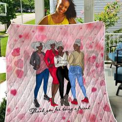 Black Women African Art Older Friend Together Forever TH2309155CL Quilt Blanket and Home Decor