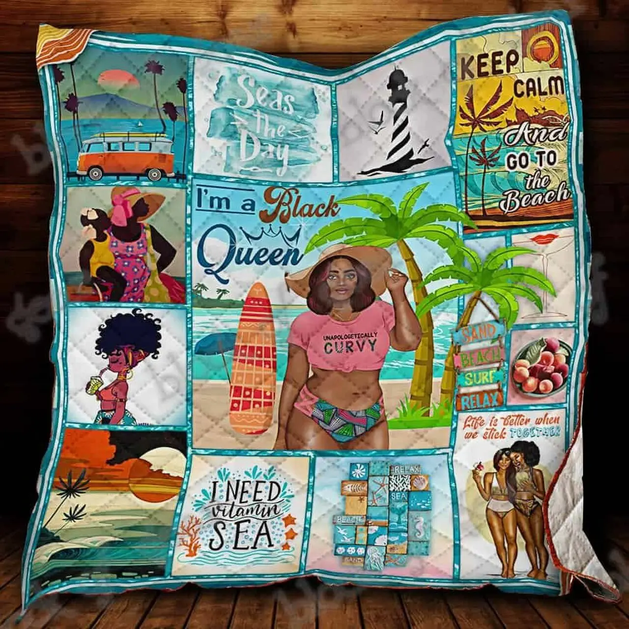 Black Women On The Beach Cl18100102Mdq Quilt Blanket and Home Decor
