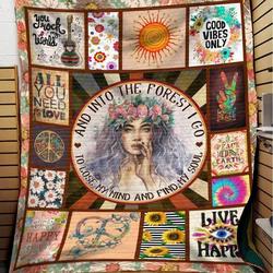 Blanket  Hippie  And Into The Forest I Go  Quilt and Home Decor