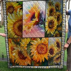 Blooming Sunflower Quilt Blanket  Quilt and Home Decor
