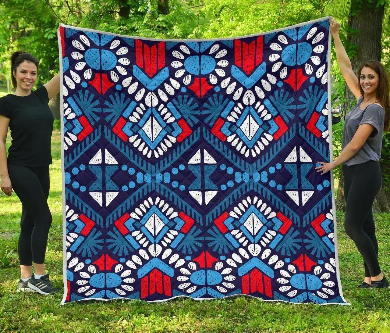 Blue And Red Aztec Cl17100104Mdq Quilt Blanket and Home Decor