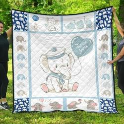 Blue Baby Elephant Hur Quilt hf and Home Decor