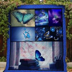 Blue Butterfly On The Books Quilt Blanket  Quilt and Home Decor