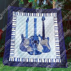Blue Guitars Quilt Blanket Bn14  Quilt and Home Decor