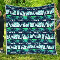 Blue Hibiscus Palm Tree Hur Quilt Bevrue and Home Decor